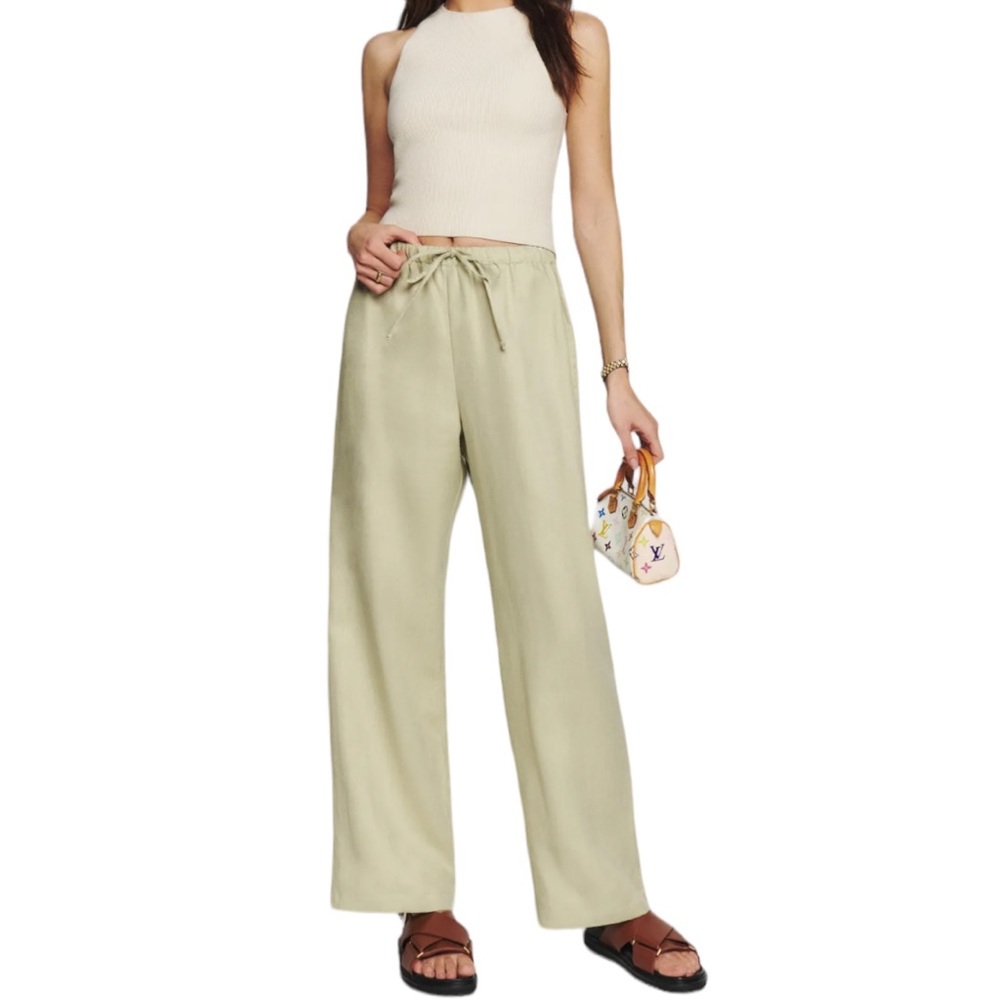 Reformation Olina Linen Pants - Dried Herbs